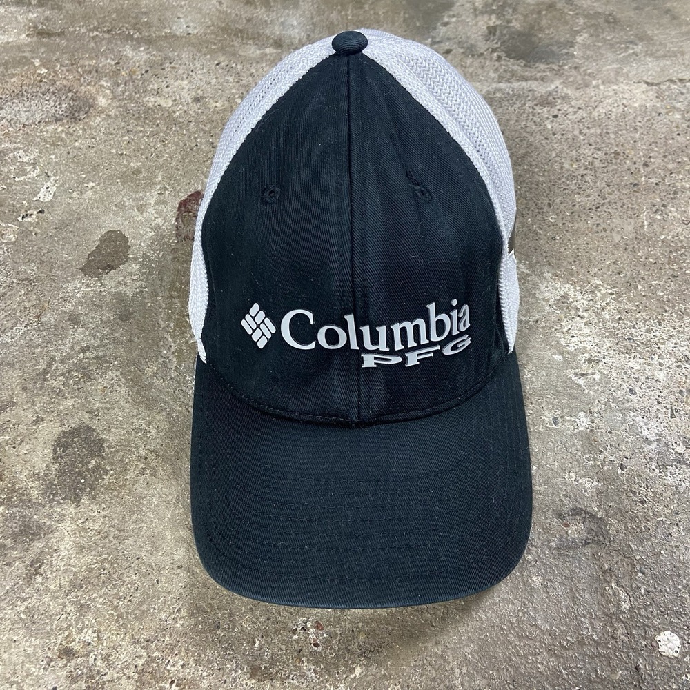 Columbia PFG Cap Size Large Black Mesh Back Outdoor Fishing Wear Logo